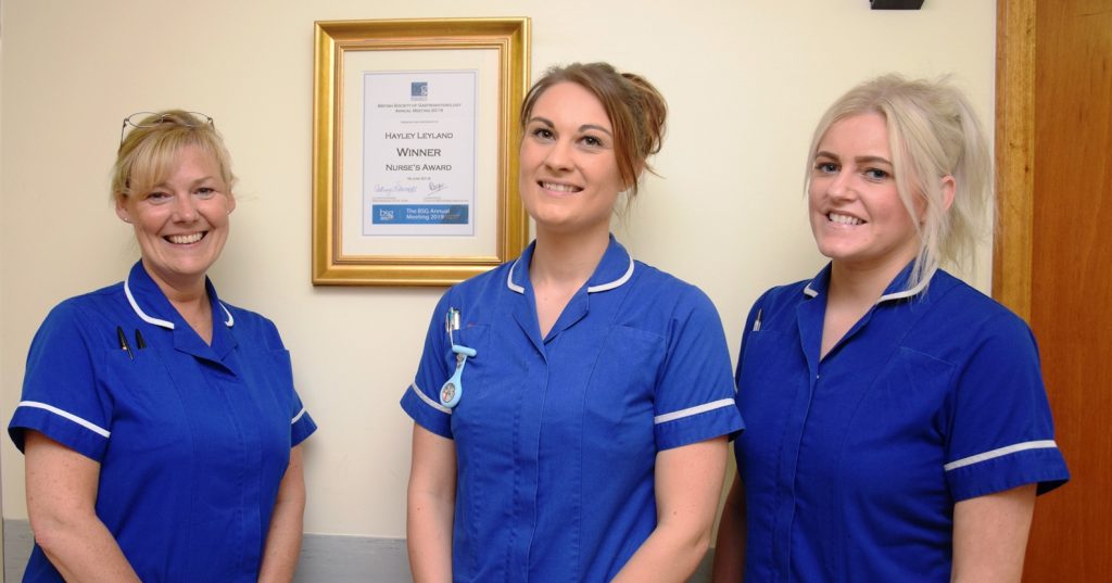 Hayley Leyland, Jess McDonald and Stacey Vass - Nutrition Nurse Specialists at Newcastle’s Freeman Hospital who won 2019's British Society of Gastroenterology Nurses Association (BSGNA) Nurse’s Award