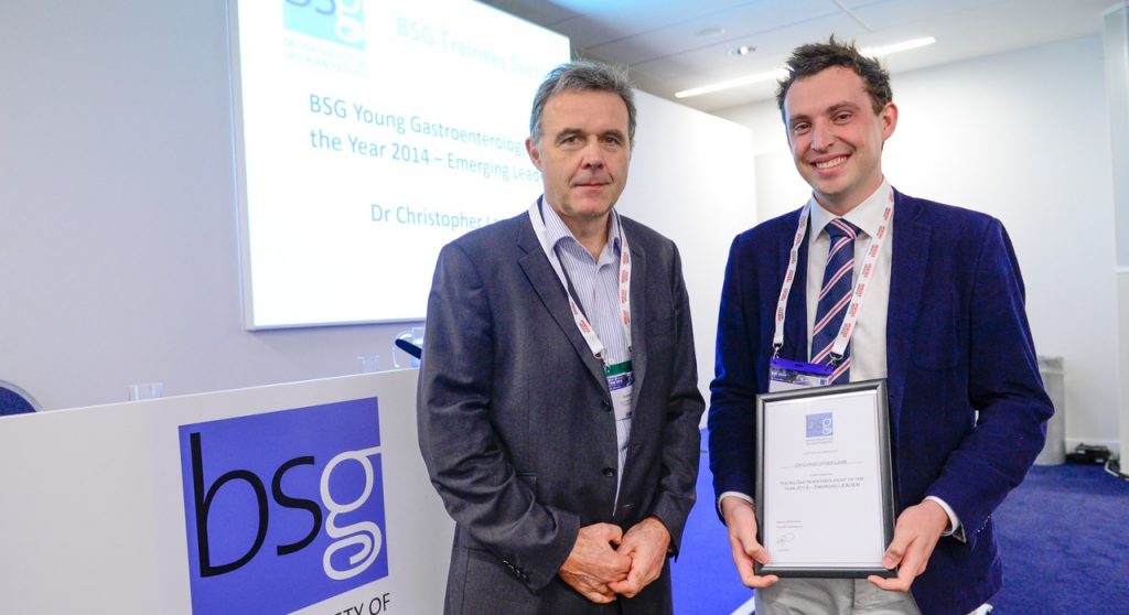 Dr Christopher Lamb wins the British Society of Gastroenterology 'Young Gastroenterologist of the Year'