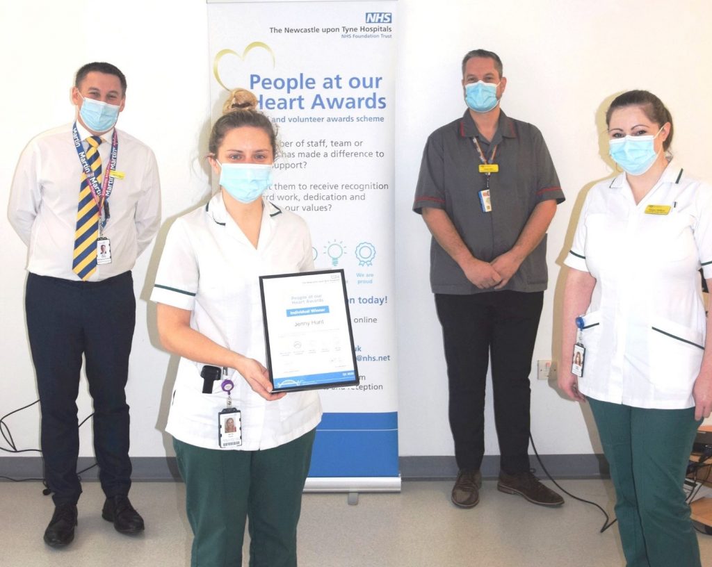 Jenny Hunt Specialist OT with her ‘People at our Heart Awards’ Individual Winner certificate