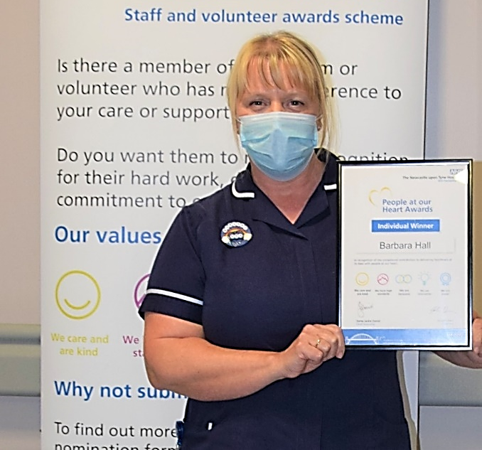 Sister Barbara Hall with her ‘People at our Heart Awards’ Individual Winner certificate
