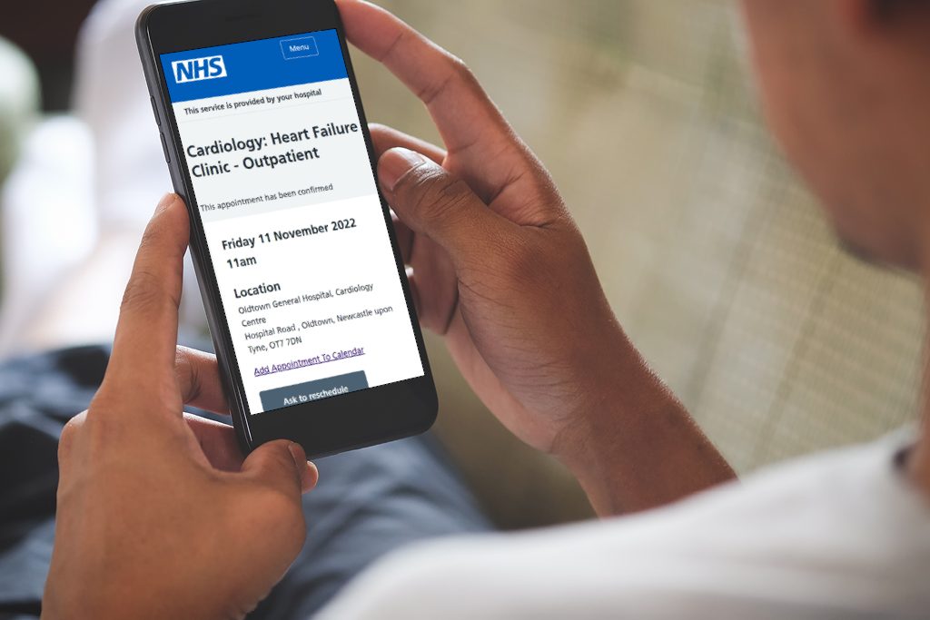 Patient using the NHS App to view their appointment details