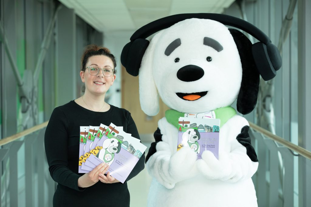 Occupational Therapist Alice Gair and our Sensory Mascot Bobby with the Bobby's Day Out books