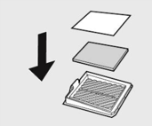 Illustration of white and grey inlet filters. 