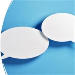 Image of two speech empty bubbles on a blue background