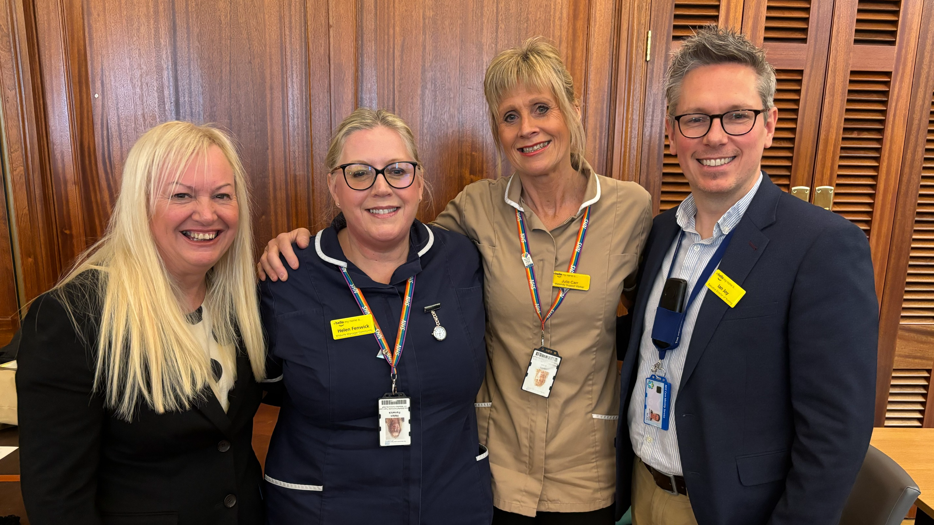 Dr Tracy Cooper, Helen Fenwick, Julie Carr and Executive Director of Nursing Ian Joy