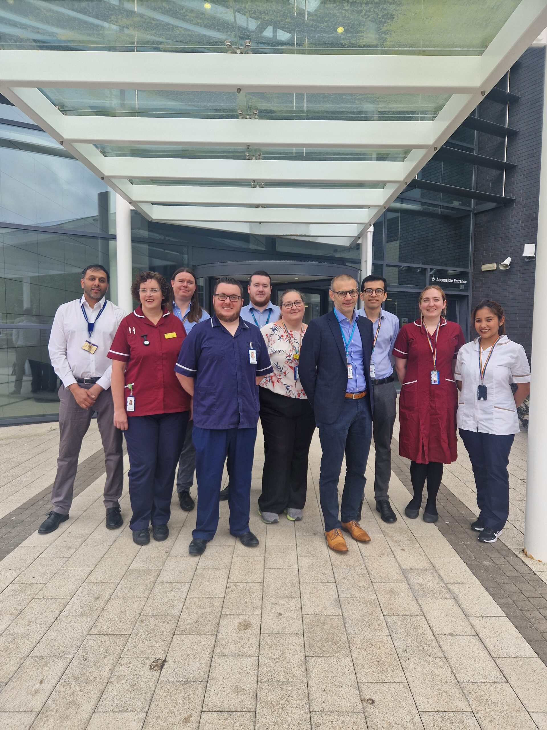 Left to right: Kasim Jiwa, Gillian Curry, Gareth Davies, Ben Robson, Amanda Young, Tony De Soyza, Henil Upadhyay, Kate McRoberts, Kathleen Bayani