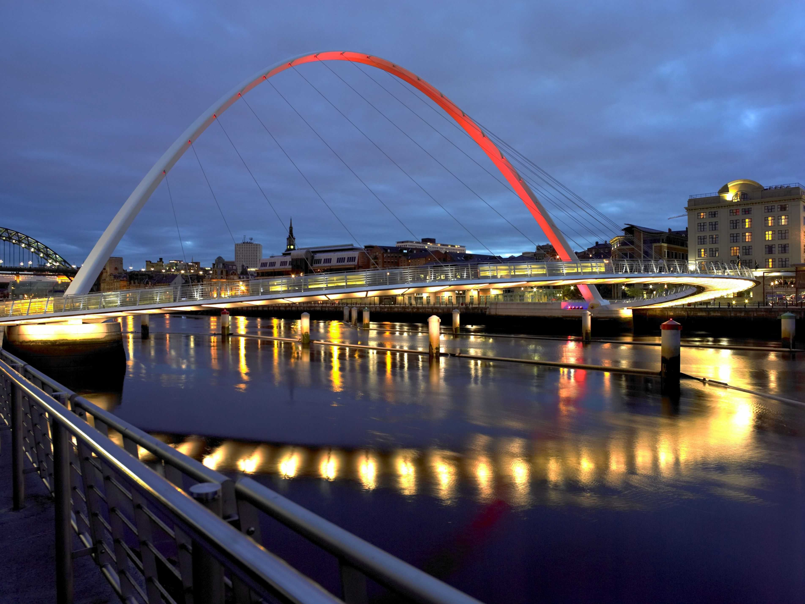 A night time photo of Newcastle Quayside