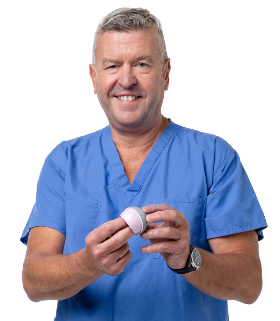 Dr Jim Holland is pictured with the ReCerf implant