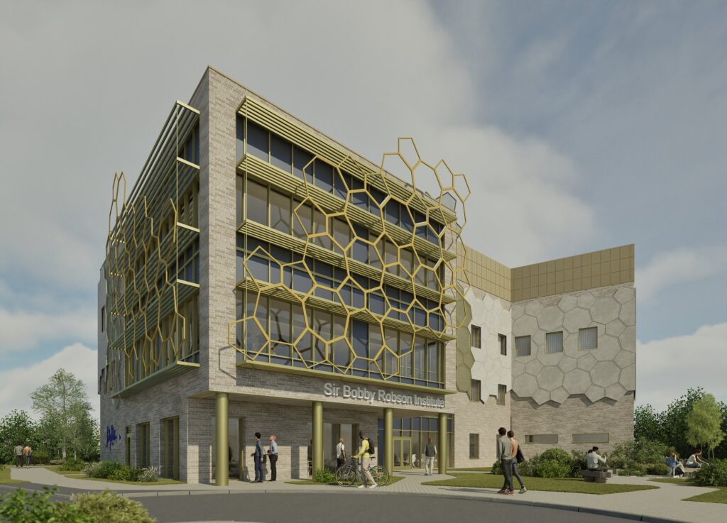 Architect's impression - exterior of The Sir Bobby Robson Cancer Research Institute