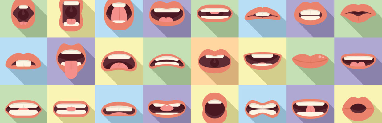 Articulation icons illustrated. Childhood development. Education preschool