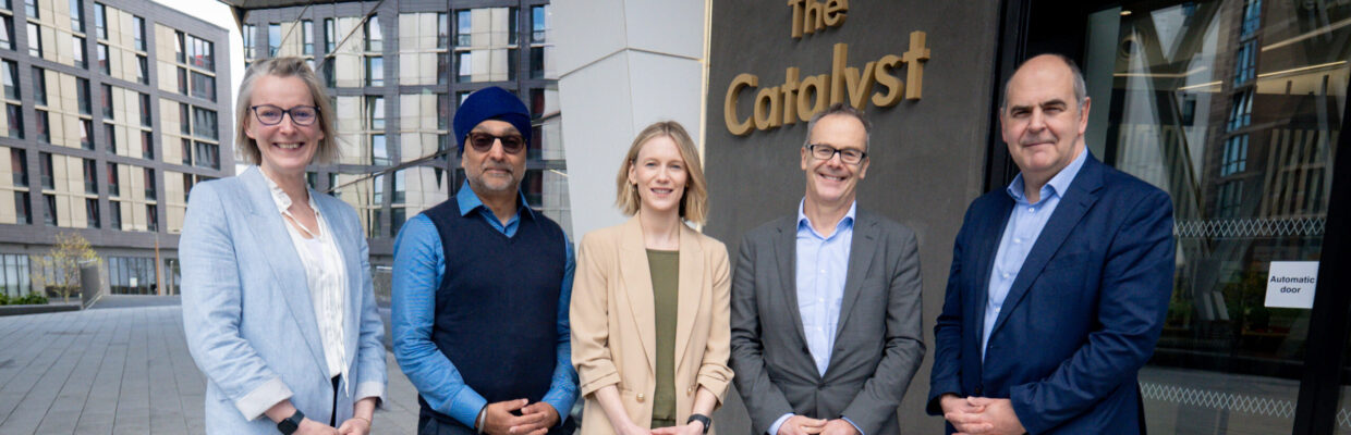 A group of five people standing outside of The Catalyst in Newcastle