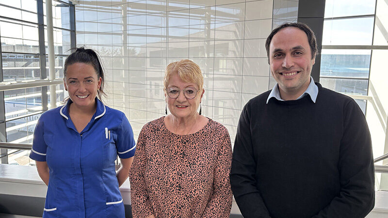 From Left to right: Debbie Stewart, TAVI specialist nurse, Kathleen Scarth and Consultant cardiologist, Mohammad Alkhalil