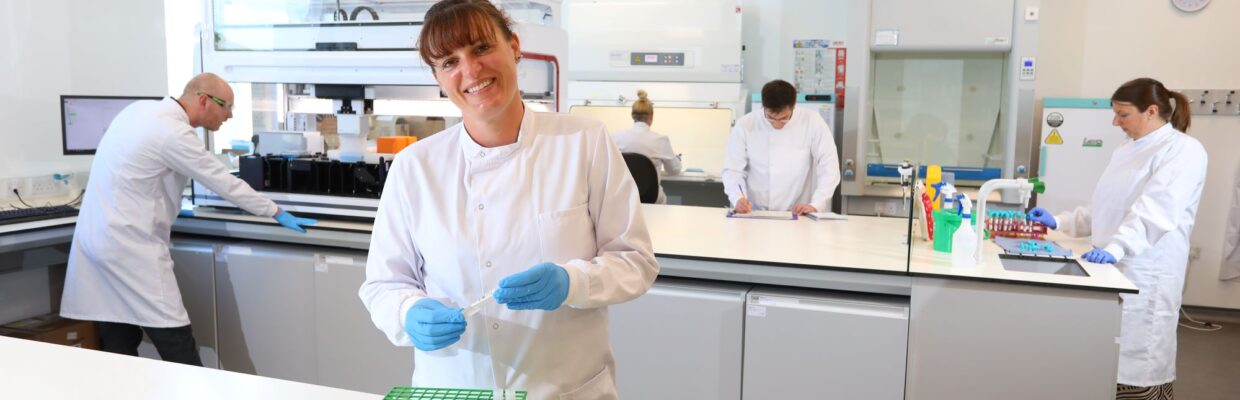 A team of scientists working in a lab