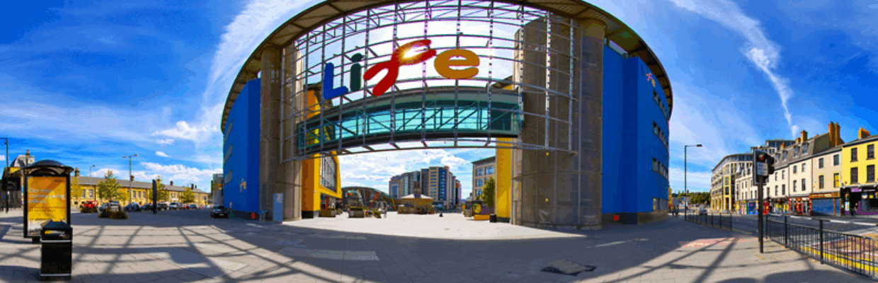 A photo of the exterior of the Centre for Life in Newcastle