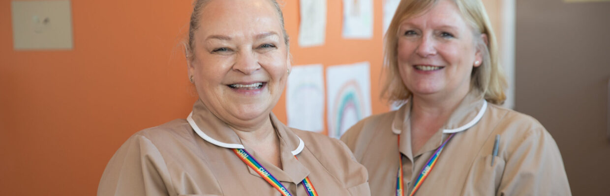 A photo of two nurses smiling