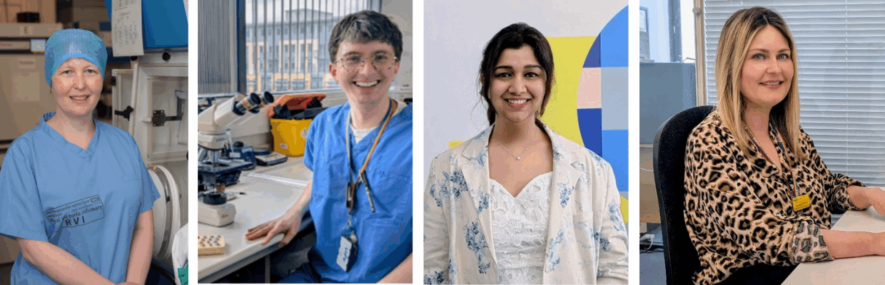 A selection of four photos of medical staff