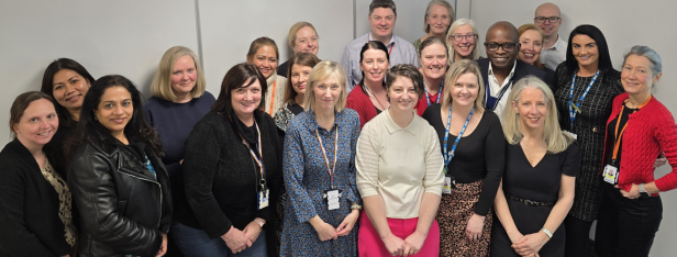 A group picture of colleagues who lead and support the bowel cancer screening programme in the region