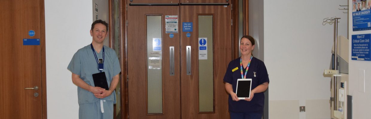 Mattew Faulds and Susan Dunn on a hospital ward.