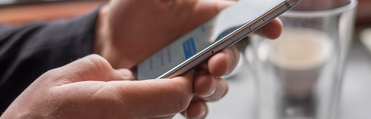 Patient using smartphone