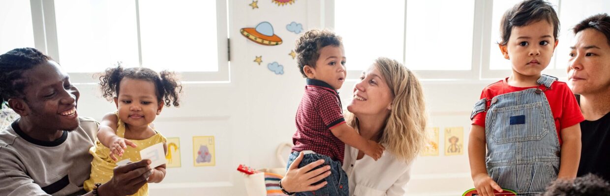 Diverse children enjoying playing with toys